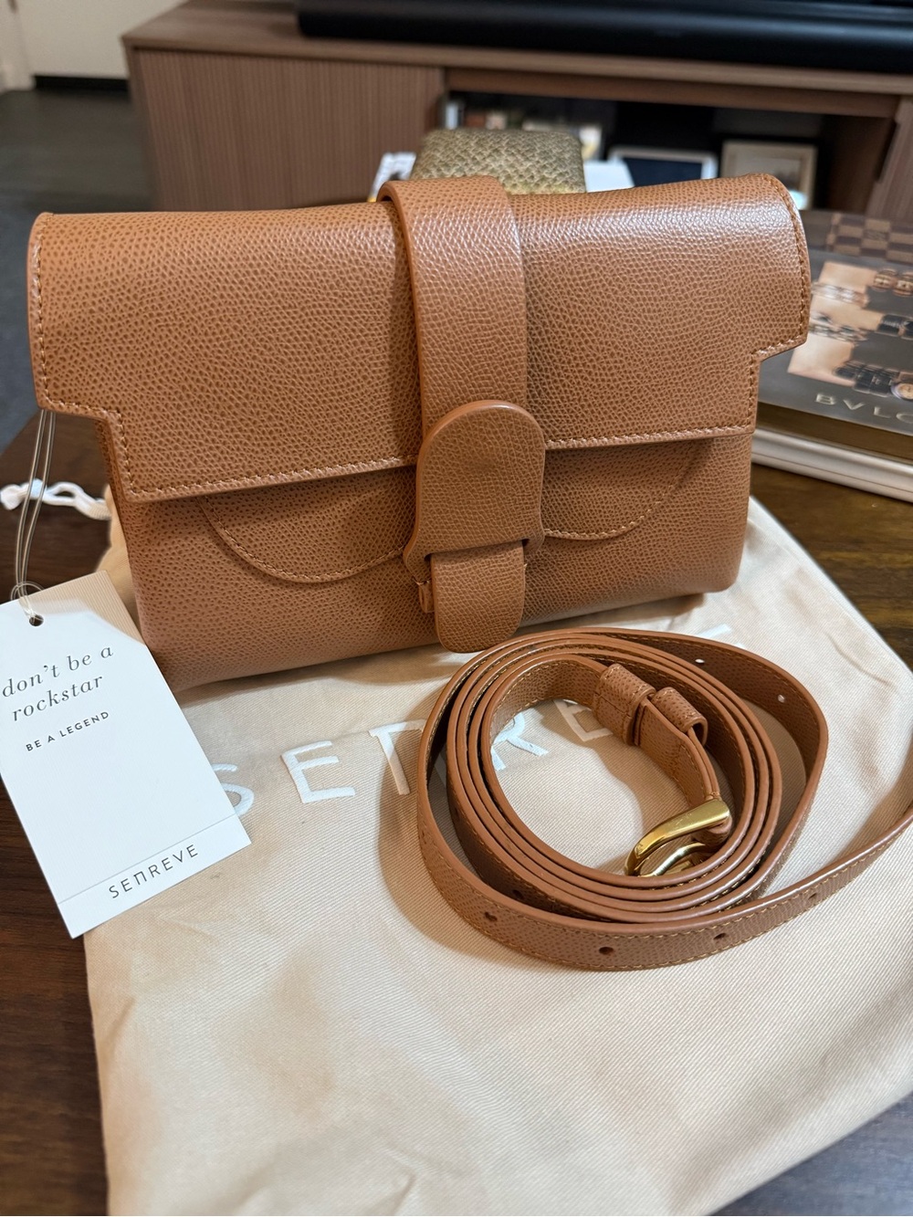Senreve Tan Pebbled Leather Crossbody Belt Bag
